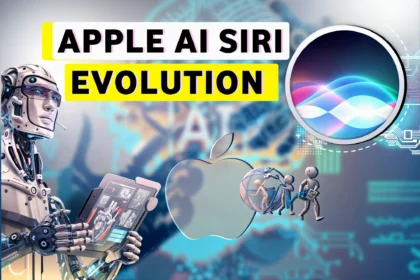 This image show Apple AI Assistance SIRI enhanced. This image contain Technology logo and text contain Apple AI Siri Enhanced.